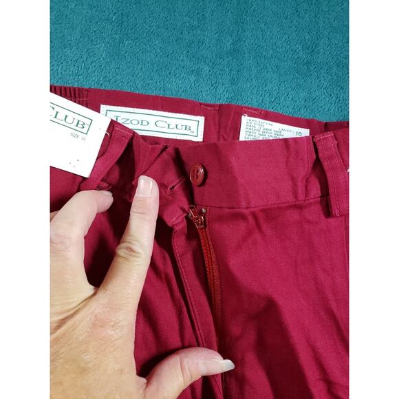 VINTAGE Izod Pants Size 10 Womens Red Khaki Career Slacks Cotton Pleated NWT - Picture 5 of 12